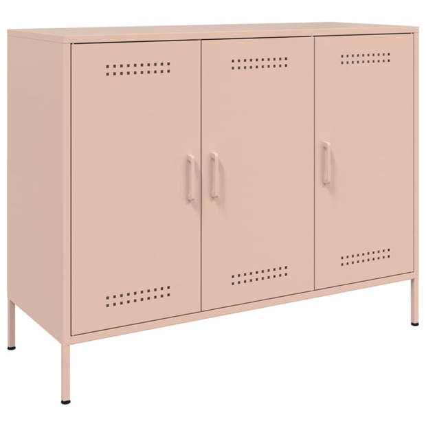 vidaXL Dressoir 100,5x39x79 cm koudgewalst staal roze