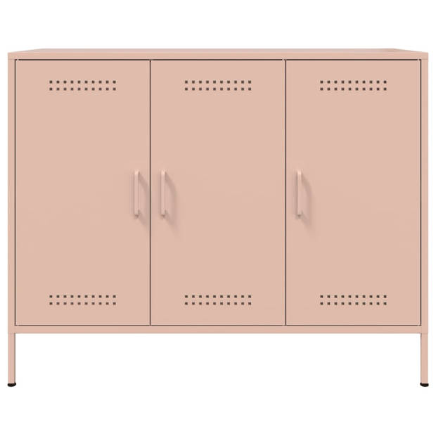 vidaXL Dressoir 100,5x39x79 cm koudgewalst staal roze