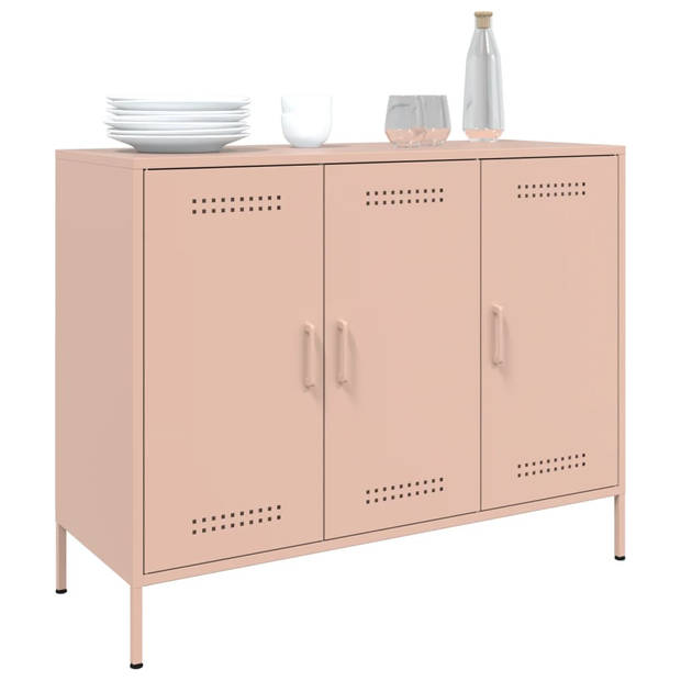 vidaXL Dressoir 100,5x39x79 cm staal roze