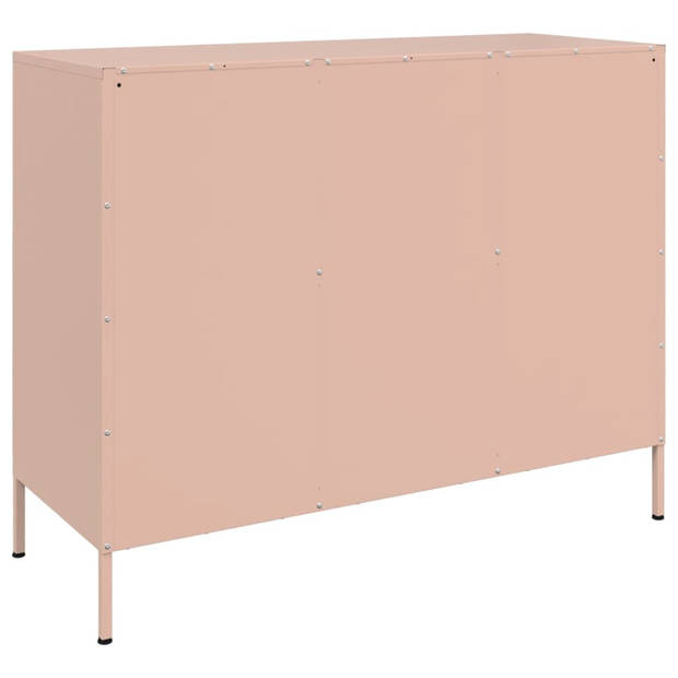 vidaXL Dressoir 100,5x39x79 cm staal roze