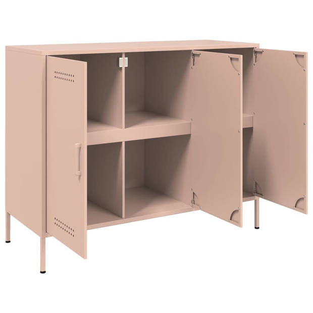 vidaXL Dressoir 100,5x39x79 cm staal roze