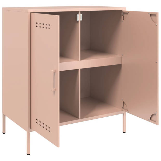 vidaXL Dressoir 68x39x79 cm staal roze