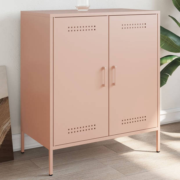 vidaXL Dressoir 68x39x79 cm staal roze