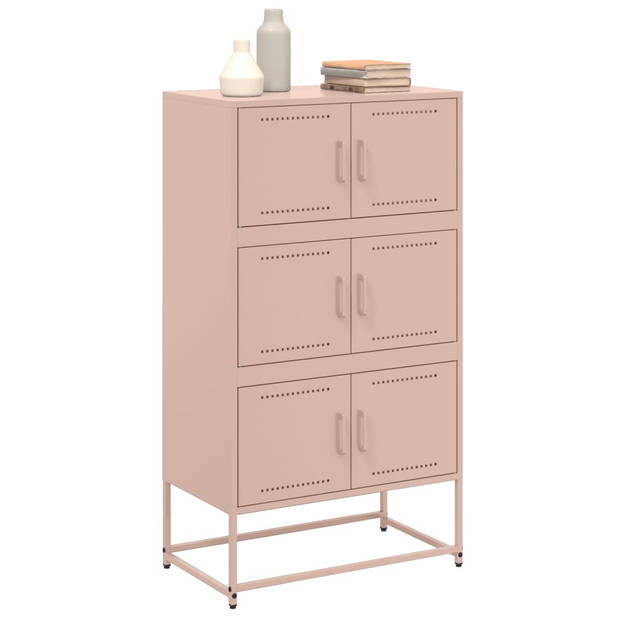 vidaXL Dressoir 68,5x38,5x123,5 cm staal roze