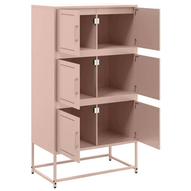 vidaXL Dressoir 68,5x38,5x123,5 cm staal roze