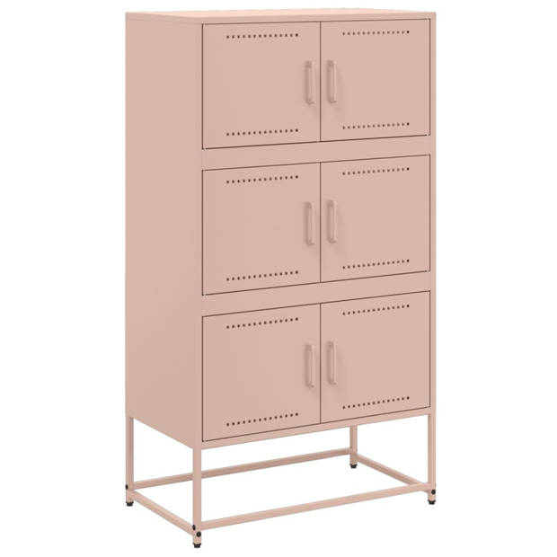 vidaXL Dressoir 68,5x38,5x123,5 cm staal roze