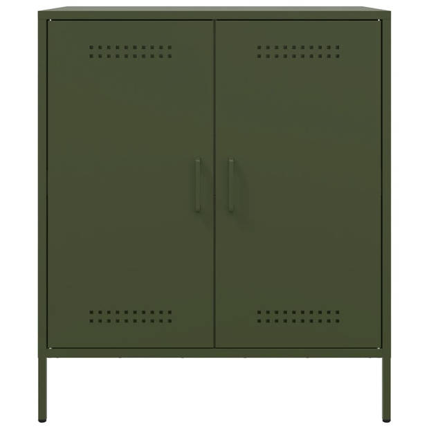 vidaXL Dressoir 68x39x79 cm staal olijfgroen