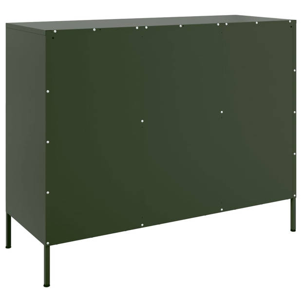 vidaXL Dressoir 100,5x39x79 cm staal olijfgroen