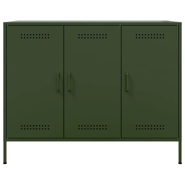 vidaXL Dressoir 100,5x39x79 cm staal olijfgroen