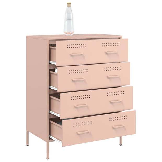 vidaXL Dressoir 68x39x89 cm staal roze