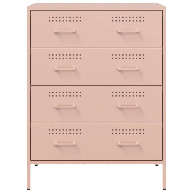 vidaXL Dressoir 68x39x89 cm staal roze