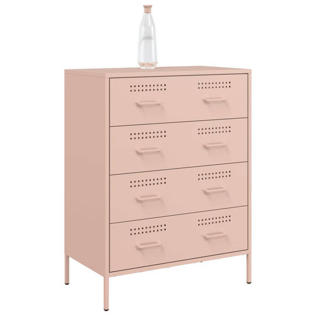 vidaXL Dressoir 68x39x89 cm staal roze