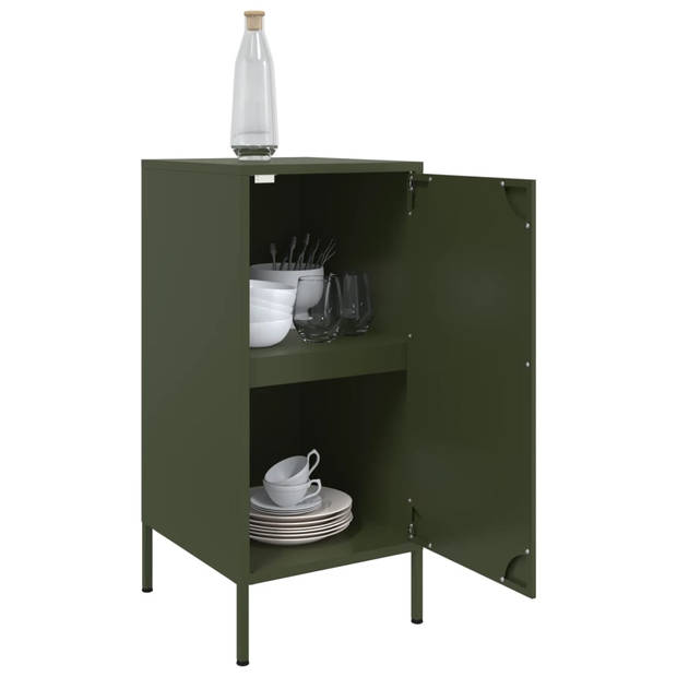 vidaXL Dressoir 36x39x79 cm staal olijfgroen