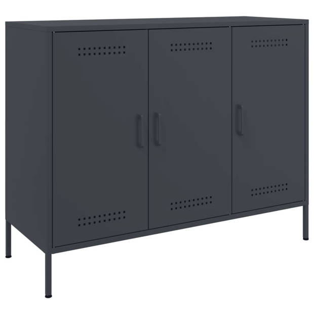 vidaXL Dressoir 100,5x39x79 cm staal antracietkleurig