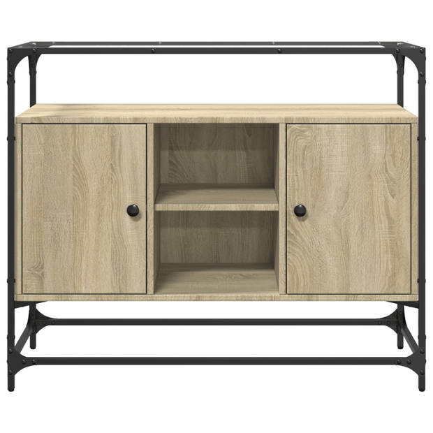 vidaXL Dressoir met glazen blad 98x35x81 cm hout sonoma eikenkleurig