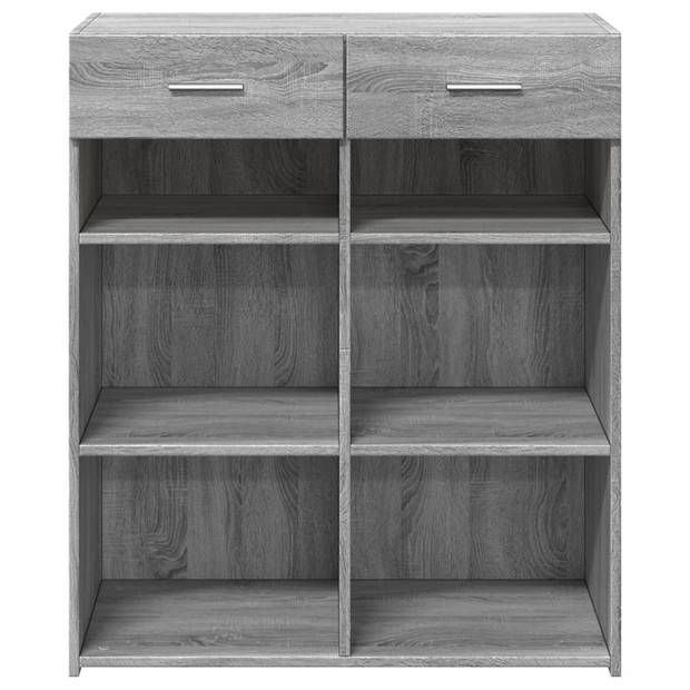 vidaXL Dressoir 80x42,5x93 cm bewerkt hout grijs sonoma eikenkleurig