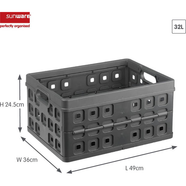 Square vouwkrat 32L - Set van 4 - Antraciet