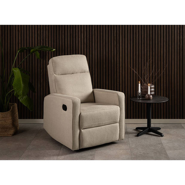 Amala fauteuil recliner met voetsteun beige.