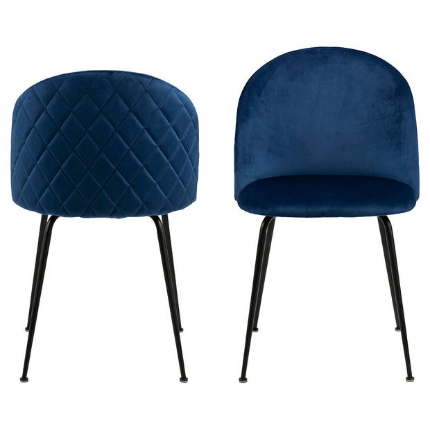 2 x Loui eetkamerstoel velours blauw.