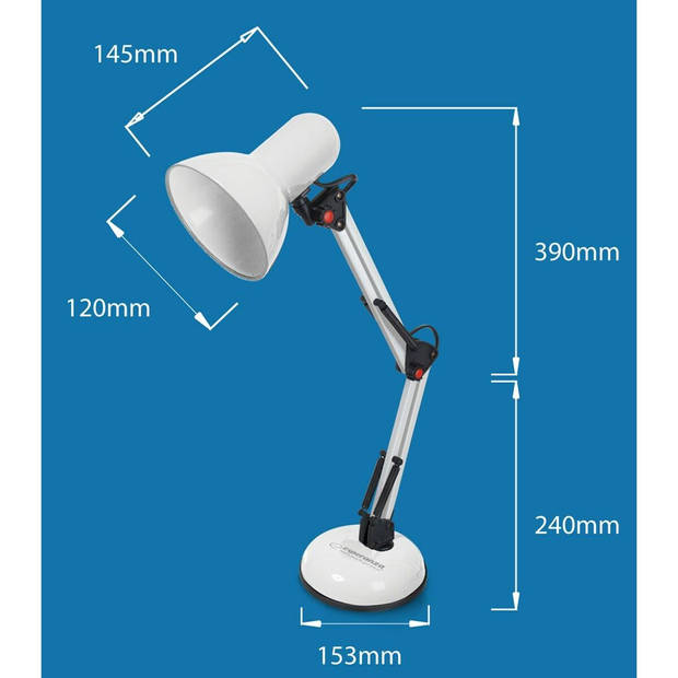 Bureaulamp Esperanza ELD112W Wit Zwart Plastic 12 W