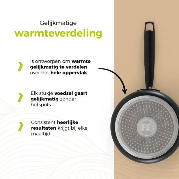 BE Living Sauspan met Deksel - Ø 18cm - PFAS vrije steelpan inductie - Geschikt voor alle warmtebronnen - Zwart