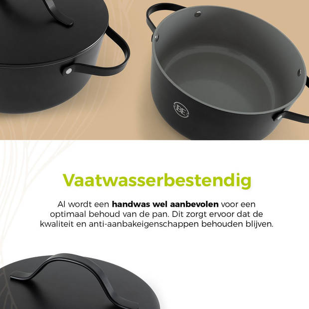 BE Living Braadpan met Deksel - Ø 28 cm - PFAS vrije Kookpan inductie - Geschikt voor alle warmtebronnen - Zwart