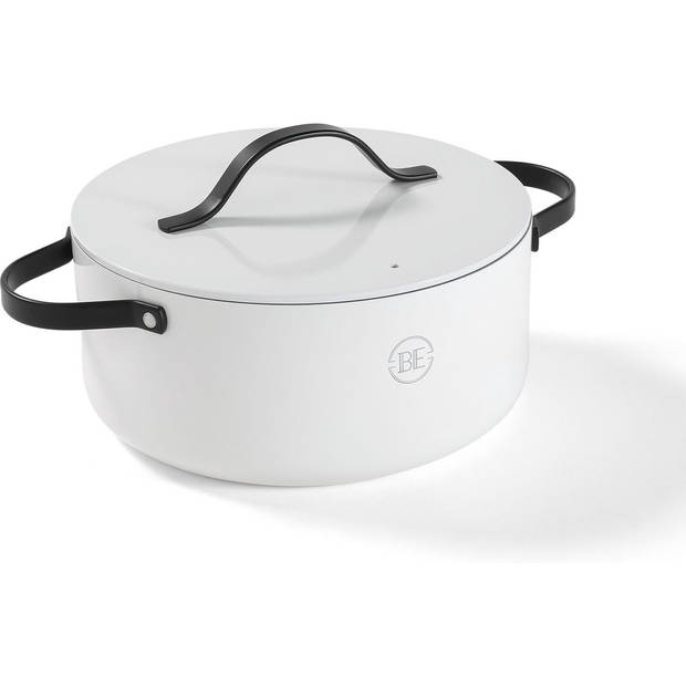 BE Living Braadpan met Deksel - Ø 24 cm - PFAS vrije Kookpan inductie - Geschikt voor alle warmtebronnen - Wit