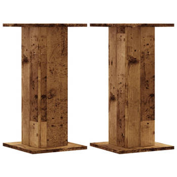 vidaXL Plantenstandaards 2 st 30x30x60 cm bewerkt hout oud houtkleurig