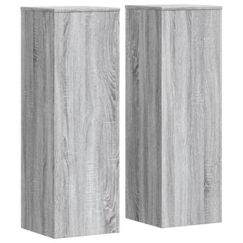 vidaXL Plantenstandaards 2 st 33x33x100 cm bewerkt hout grijs sonoma