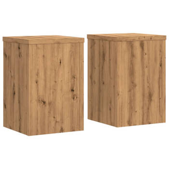 vidaXL Plantenstandaards 2 st 20x20x30 cm hout artisanaal eiken