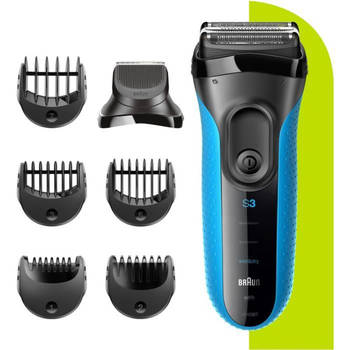 Elektrisch baardscheerapparaat voor heren - BRAUN - Series 3 Shave & Style 3010BT - Wet & Dry-technologie - Zwart/Blauw