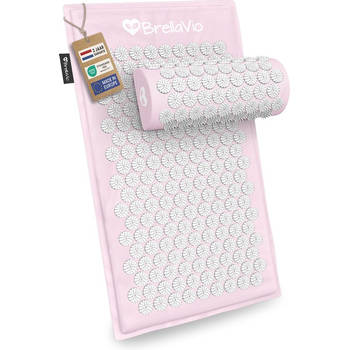 BrellaVio Spijkermat Set met Spijkerkussen - Pastel Roze - 74x44 cm - Acupressuur Mat - Spijkerbed - Shakti Mat