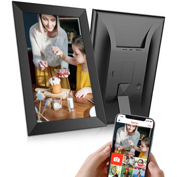 Qumax Digitale Fotolijst met Frameo app - Wifi Fotolijst horizontaal en verticaal - 10 inch Digitale Fotokader - Zwart