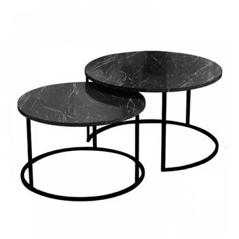 Brück - Set van 2 Ronde Salontafels - Salontafel Rond - Zwart