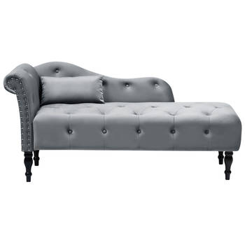 Beliani IVRY - Chaise longue-Grijs-Fluweel