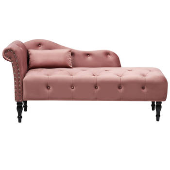 Beliani IVRY - Chaise longue-Roze-Fluweel