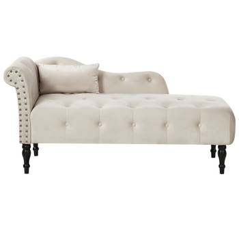 Beliani IVRY - Chaise longue-Beige-Fluweel