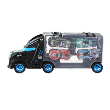 Vrachtwagen 28cm met 4 auto's 33x12x7cm