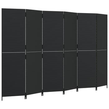 vidaXL Kamerscherm 6 panelen poly rattan zwart