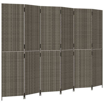 vidaXL Kamerscherm 6 panelen poly rattan grijs