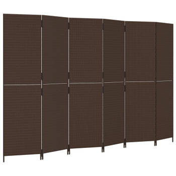 vidaXL Kamerscherm 6 panelen poly rattan bruin