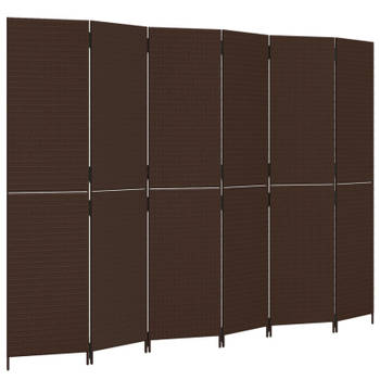 vidaXL Kamerscherm 6 panelen poly rattan bruin