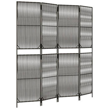 vidaXL Kamerscherm 4 panelen poly rattan grijs