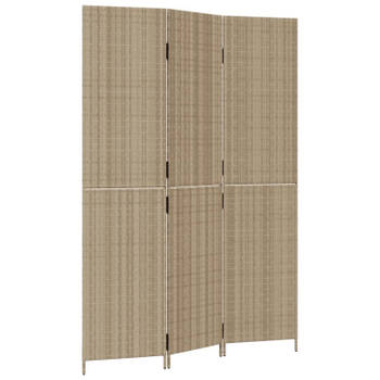 vidaXL Kamerscherm 3 panelen poly rattan beige