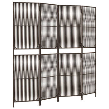 vidaXL Kamerscherm 4 panelen poly rattan bruin