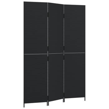 vidaXL Kamerscherm 3 panelen poly rattan zwart