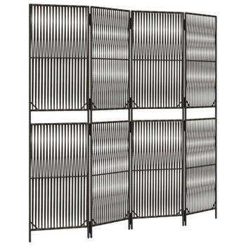 vidaXL Kamerscherm 4 panelen poly rattan grijs