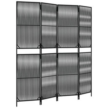 vidaXL Kamerscherm 4 panelen poly rattan zwart