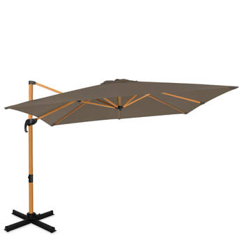 VONROC Premium Zweefparasol Pisogne 300x300cm – Incl. kruisvoet & beschermhoes – Vierkante parasol – 360 ° Draaibaar - K