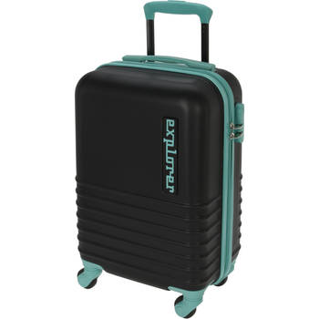 Cabine handbagage reis trolley koffer - zwenkwielen - 34 x 22 x 52 cm - 30 liter - zwart/mint - Handbagage koffers